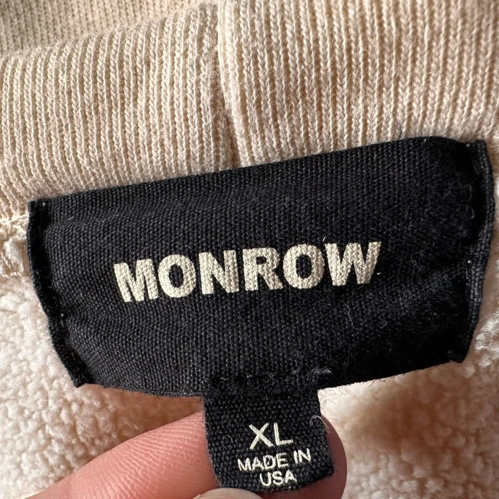 Monrow Women's Reverse Mix Teddy Fleece Sweatshirt W/Side Zipper